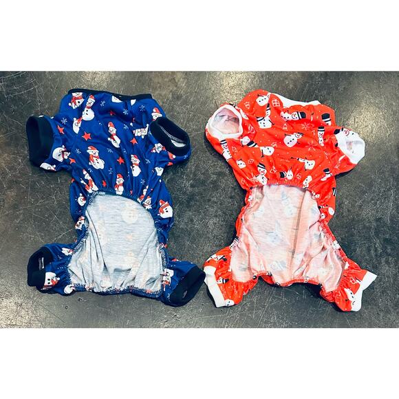 2 Christmas Snowman Dog Clothing Cat Clothes Holiday Outfit for Small Pet Large - Picture 2 of 2